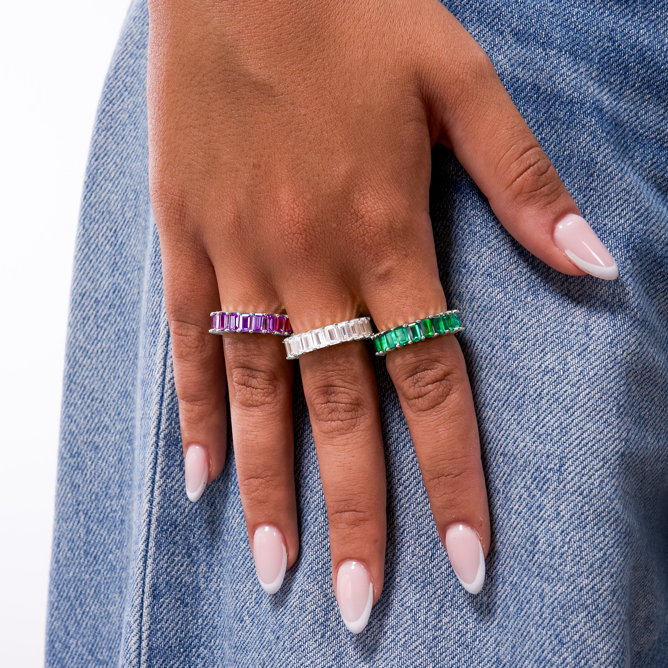 Baguette eternity ring argentée - Blanc - Image 2
