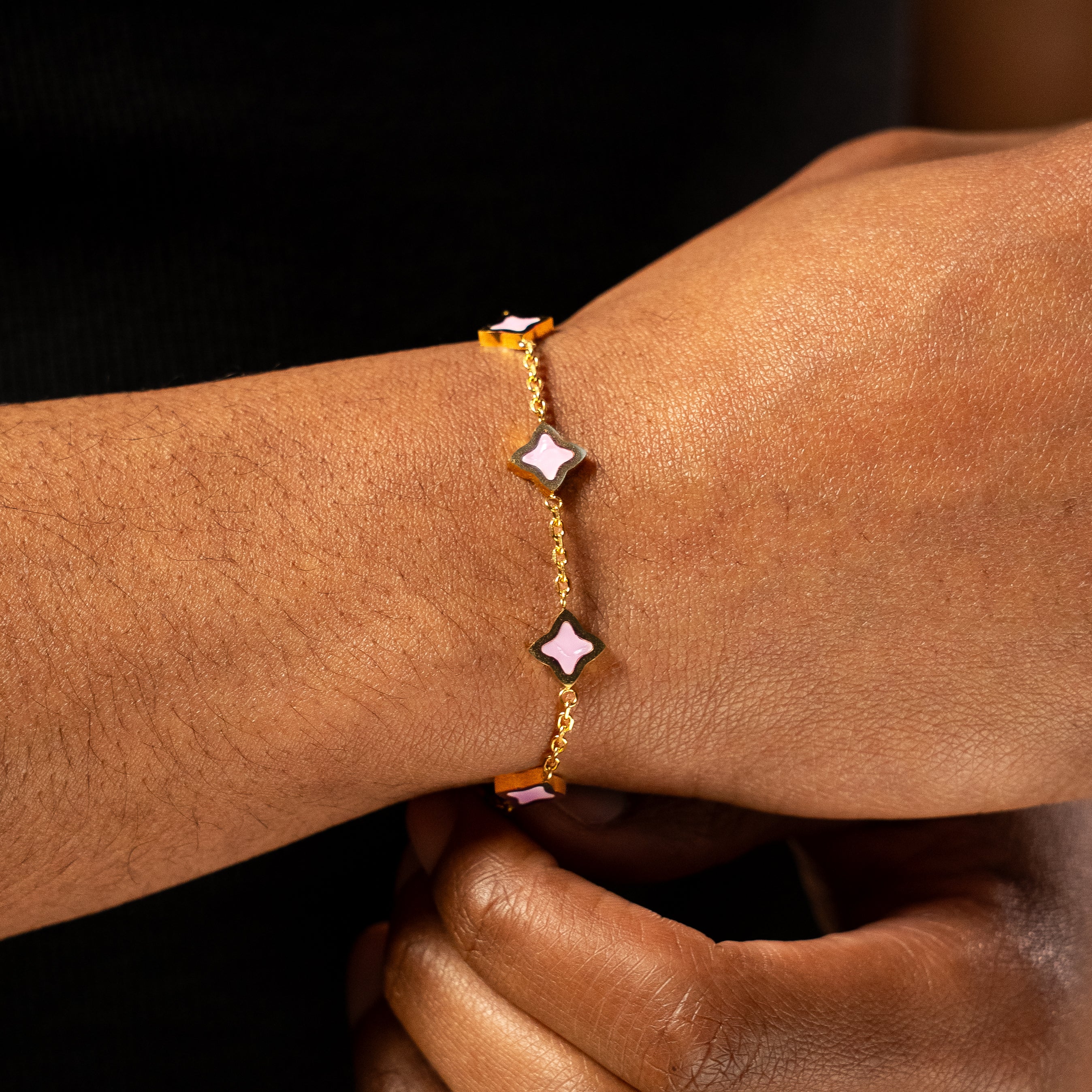 Bracelet Flower câble Doré - Motif Rose - Image 2