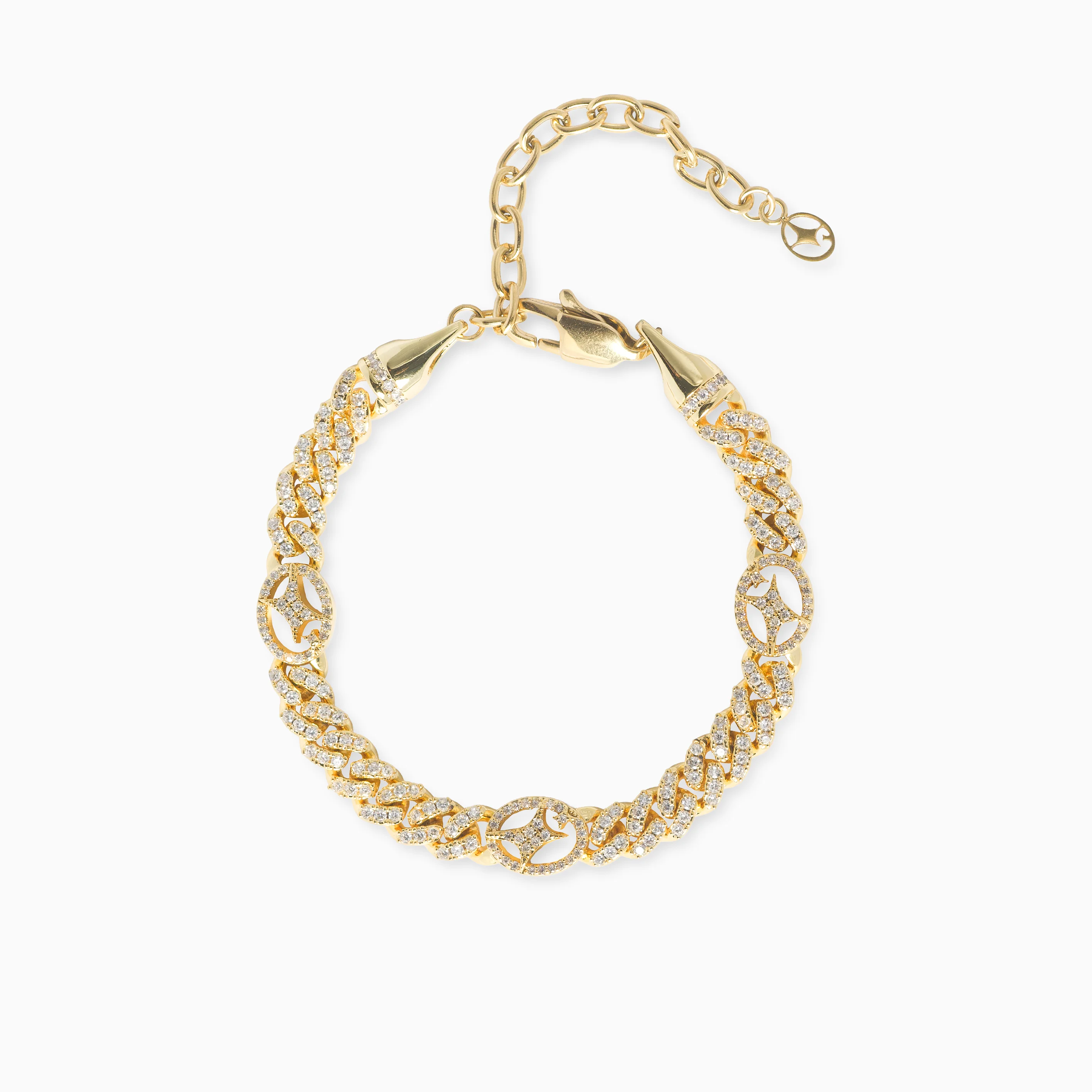 Bracelet Iced Cuban link Signature 5 mm Doré