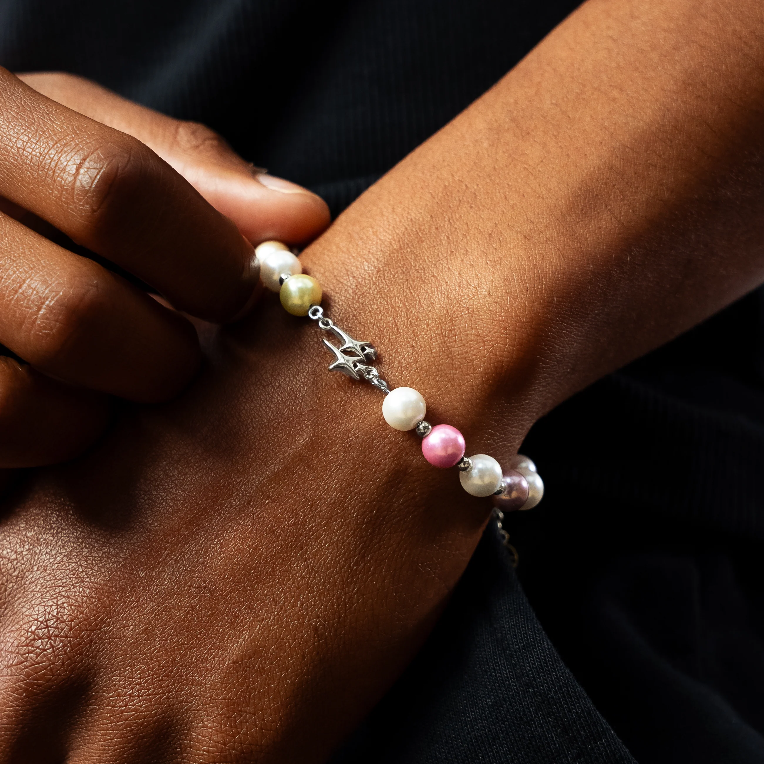 Bracelet Pearl Double Stars Argenté - Multicolore - Image 2