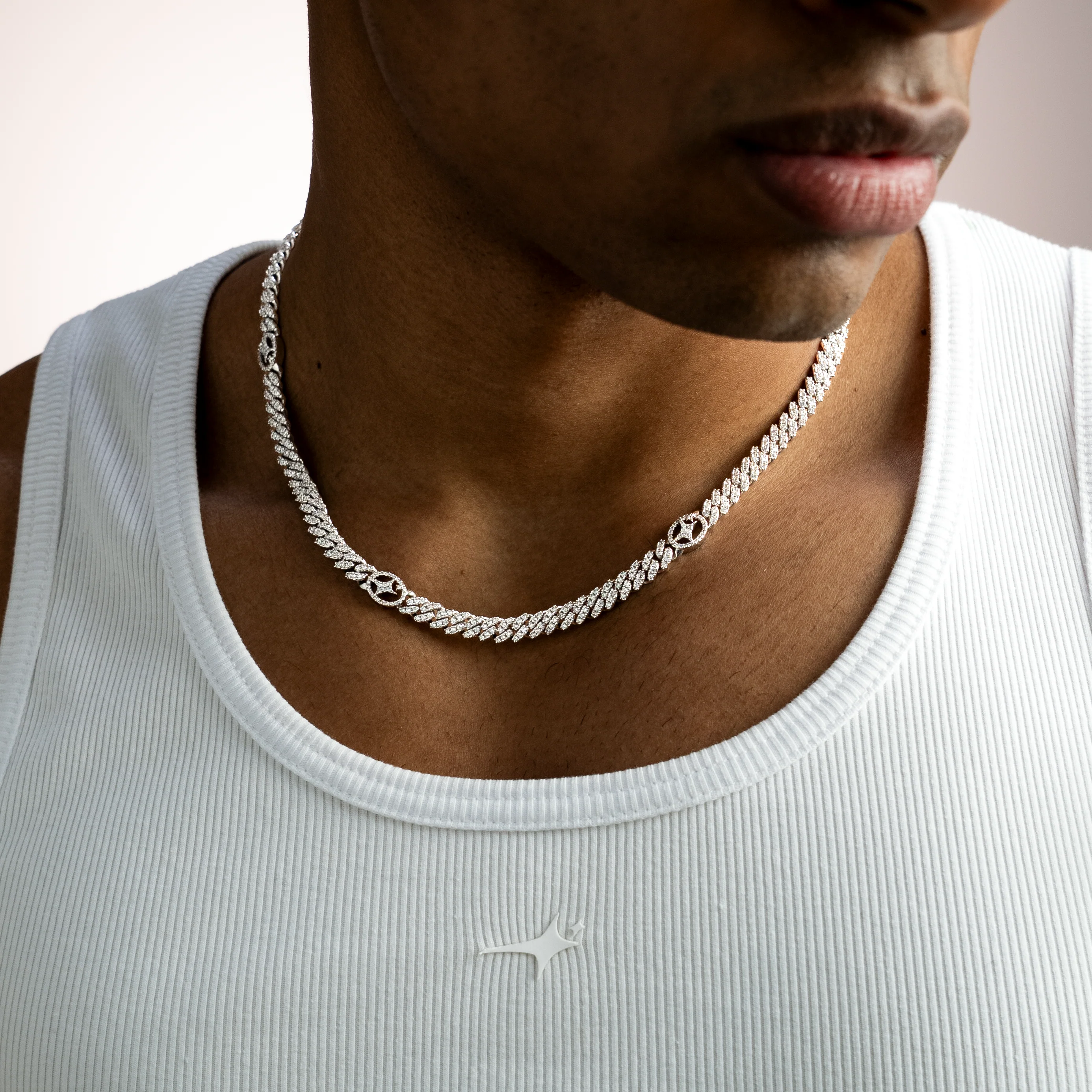 Chaîne Iced Cuban link Signature 5 mm Argentée - Image 2