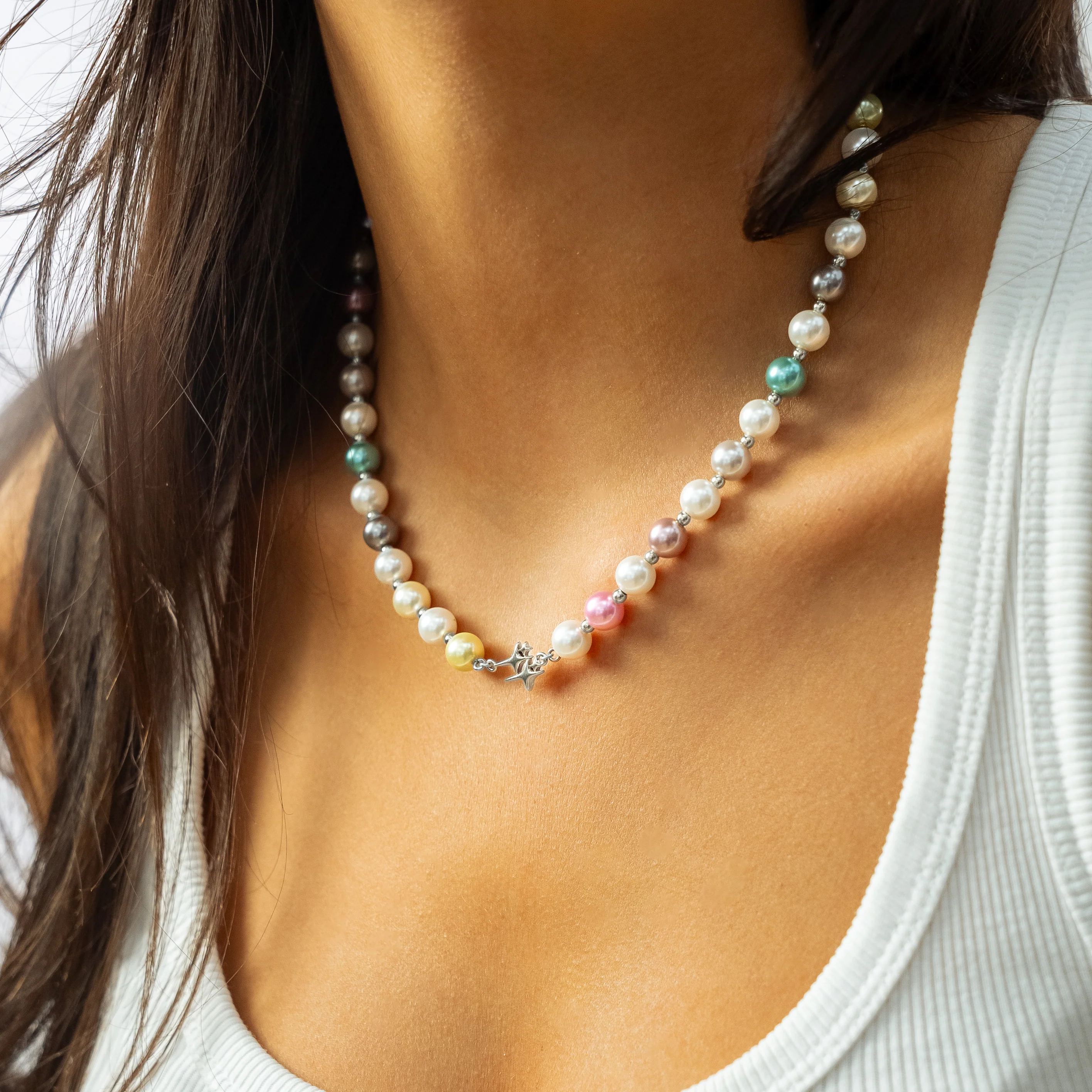 Chaîne Pearl Double Stars Argentée - Multicolore - Image 2