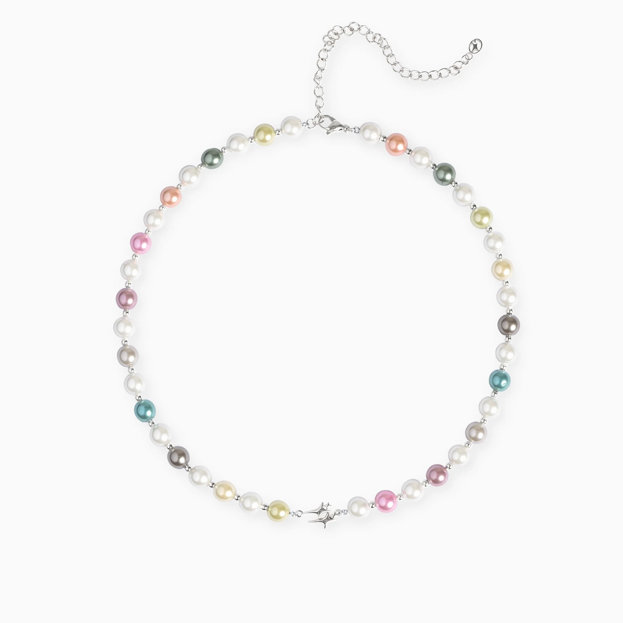 Chaîne Pearl Double Stars Argentée - Multicolore