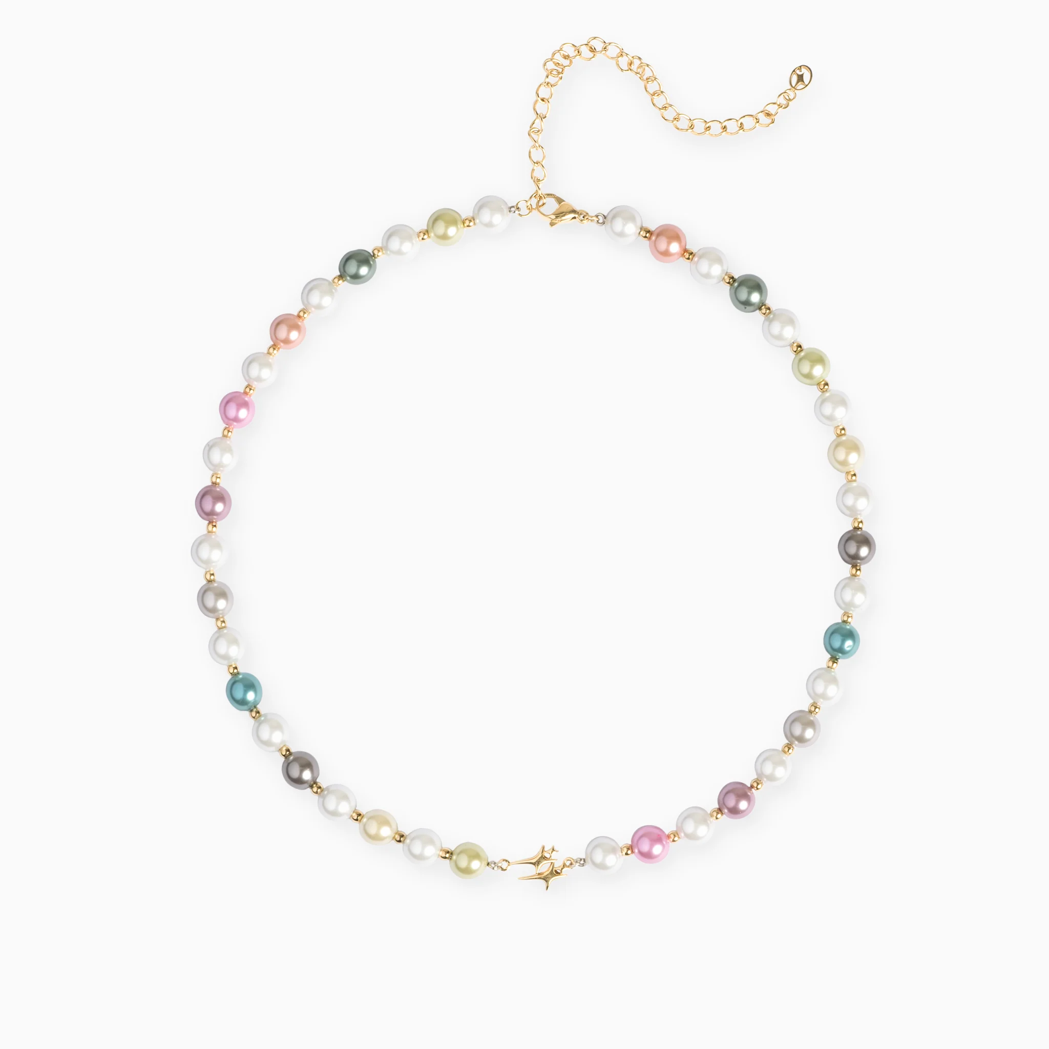 Chaîne Pearl Double Stars Dorée - Multicolore