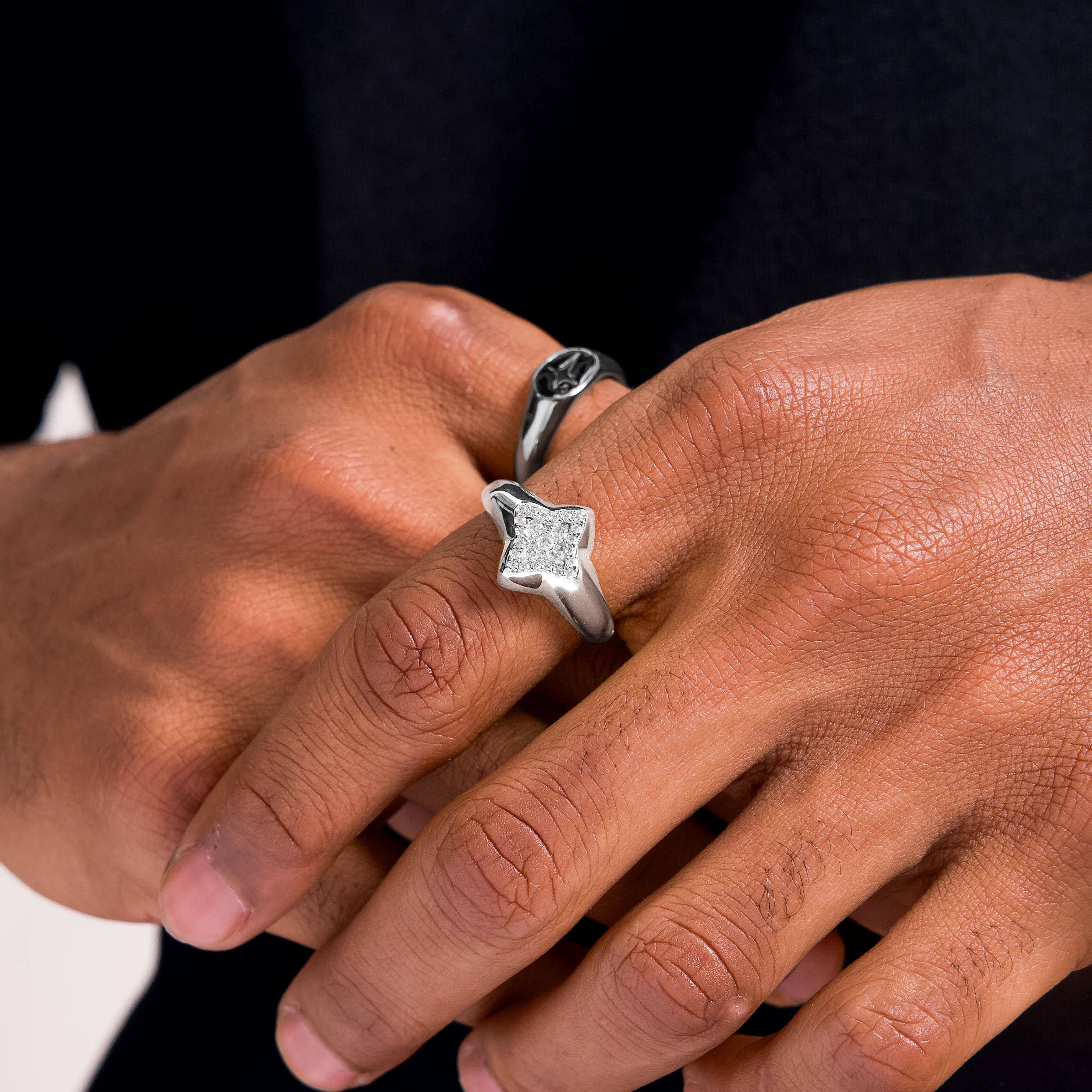 Flower signet ring argentée - Image 2
