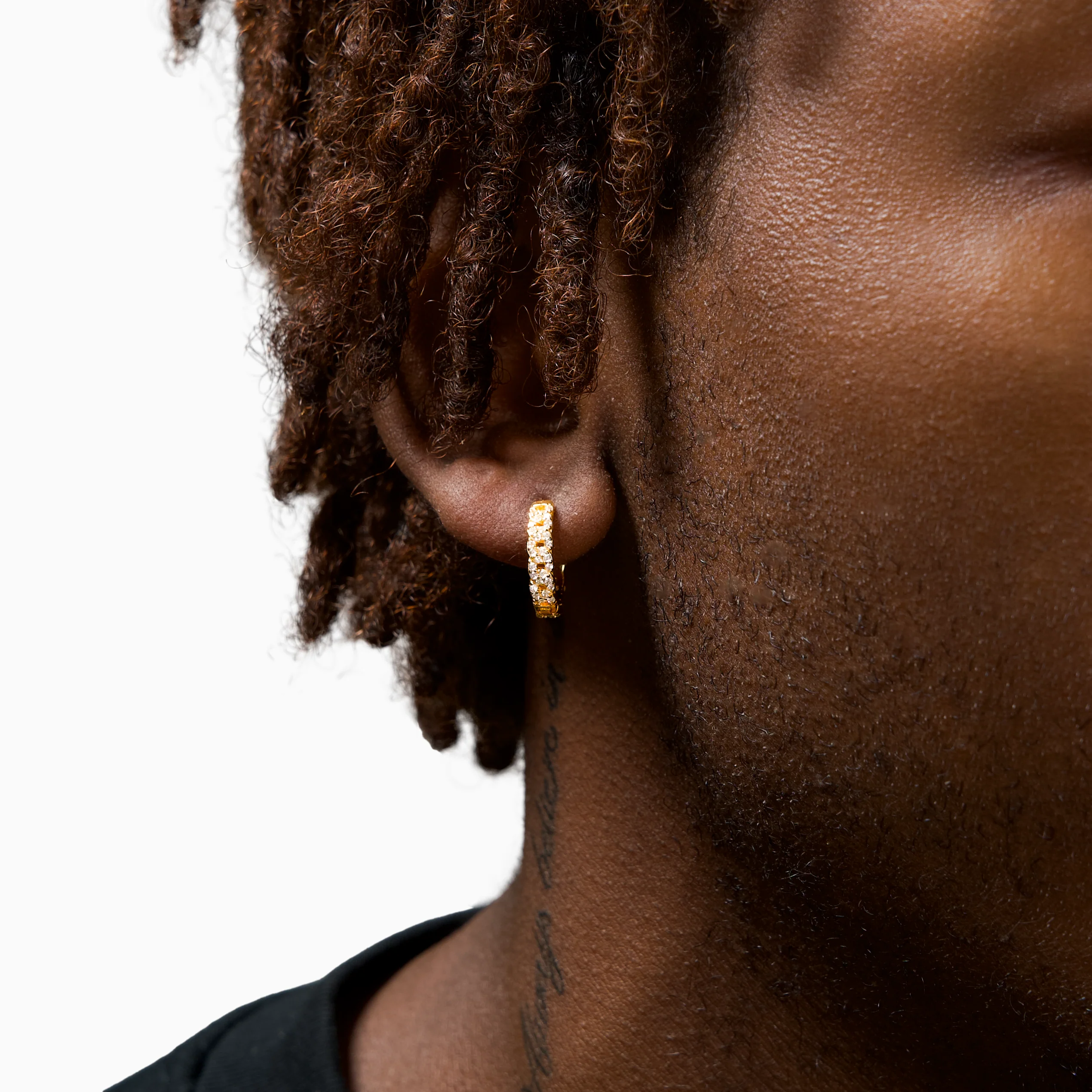 Iced cuban link earrings dorées - Image 2