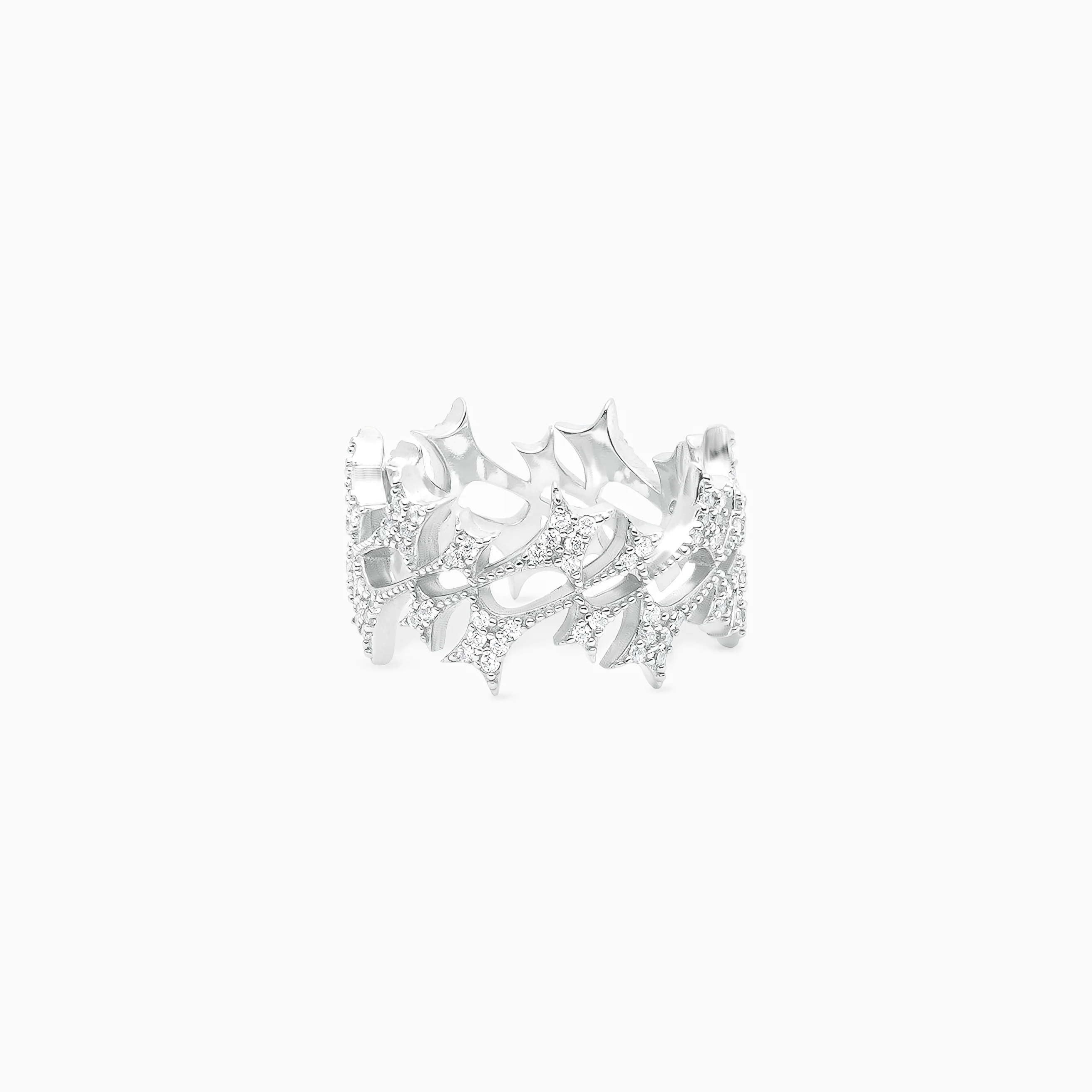 Iced Monogram Ring Argenté