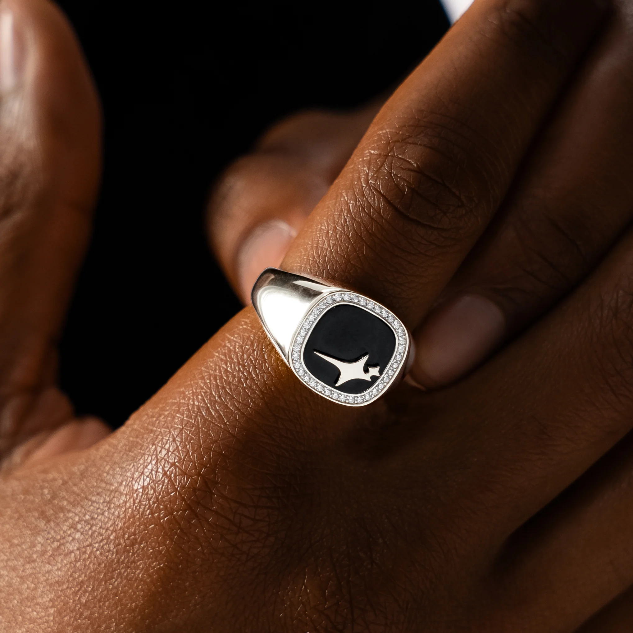 Iced Raw ring Argentée - Motif Noir - Image 3
