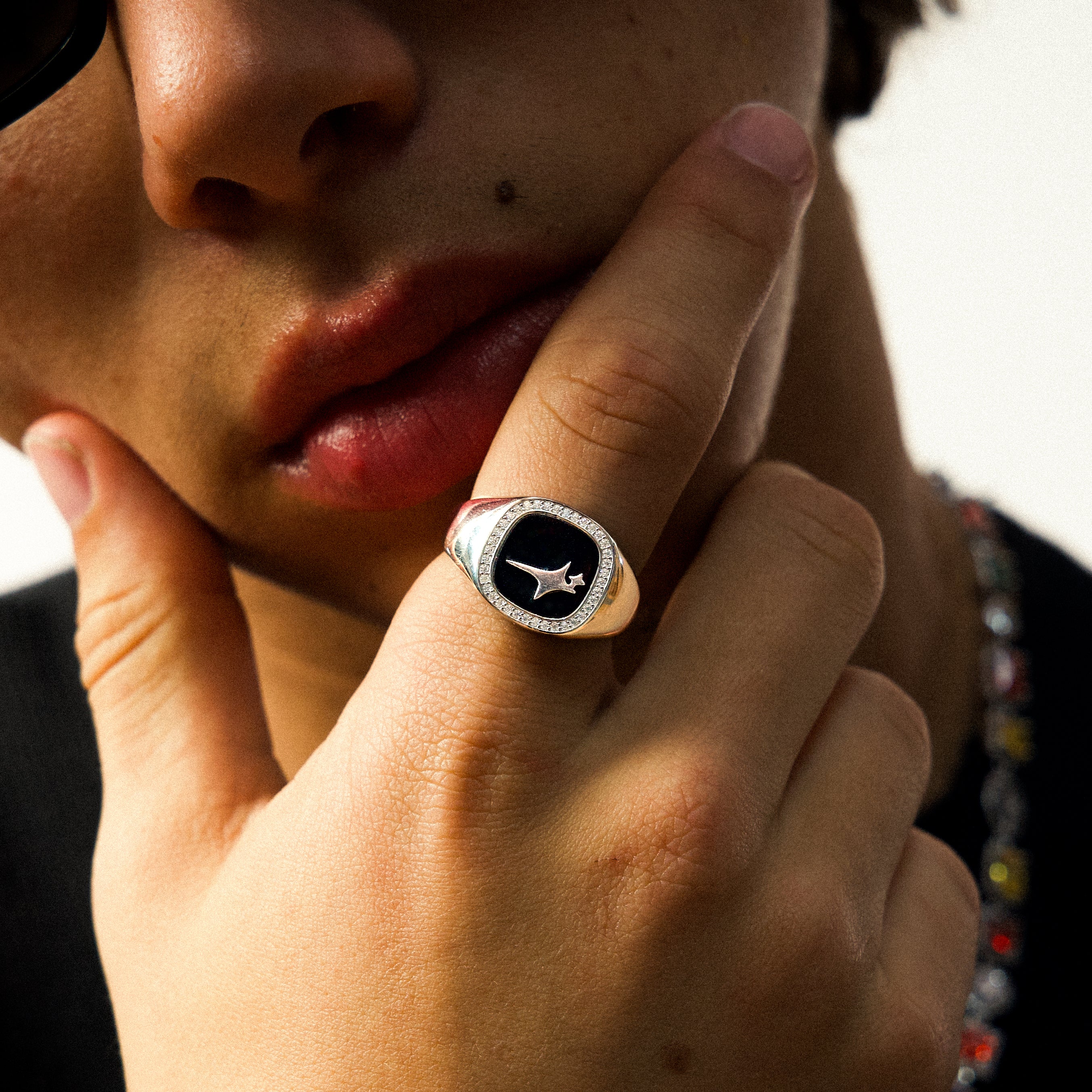 Iced Raw ring Argentée - Motif Noir - Image 4