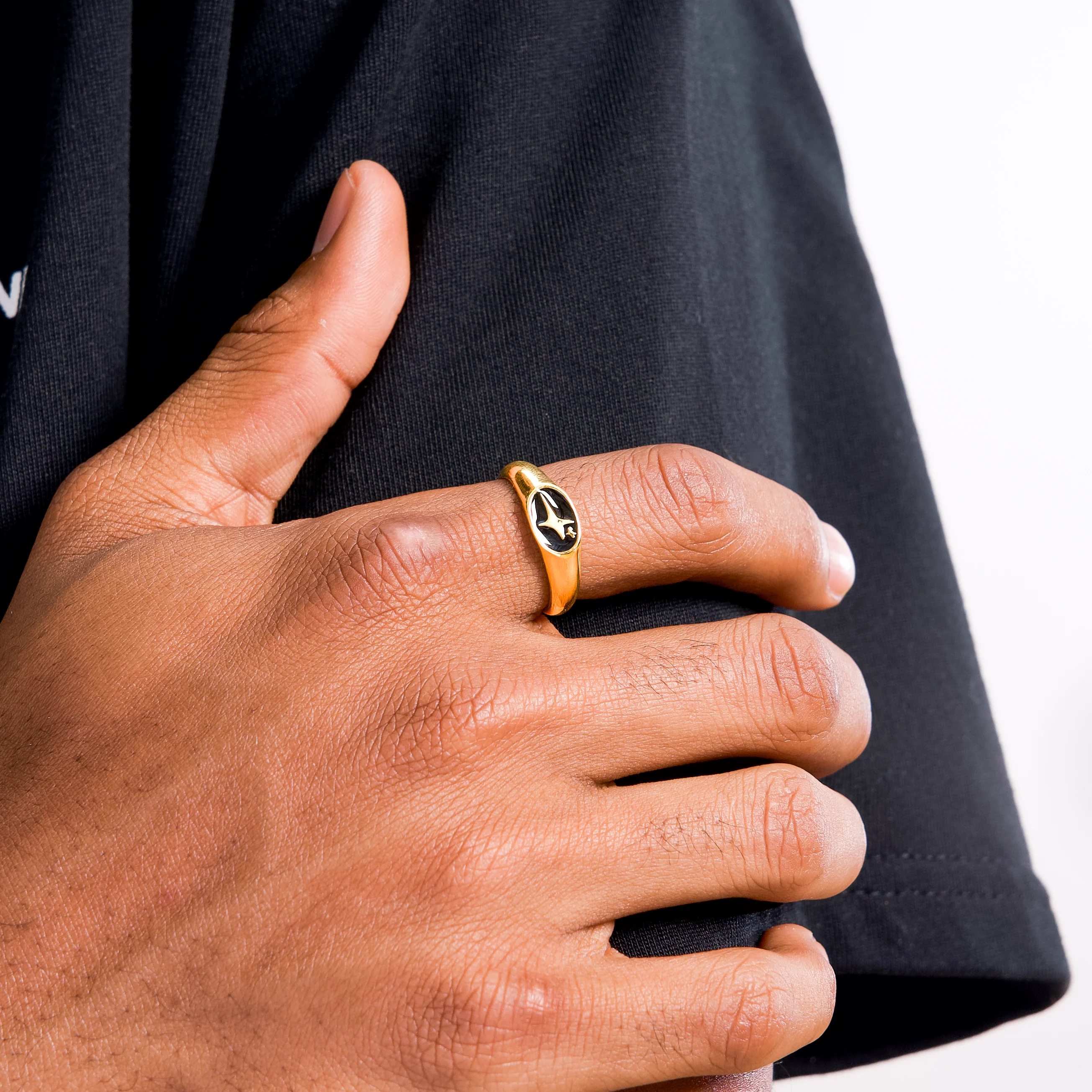 Signature Oval signet ring dorée - Image 2