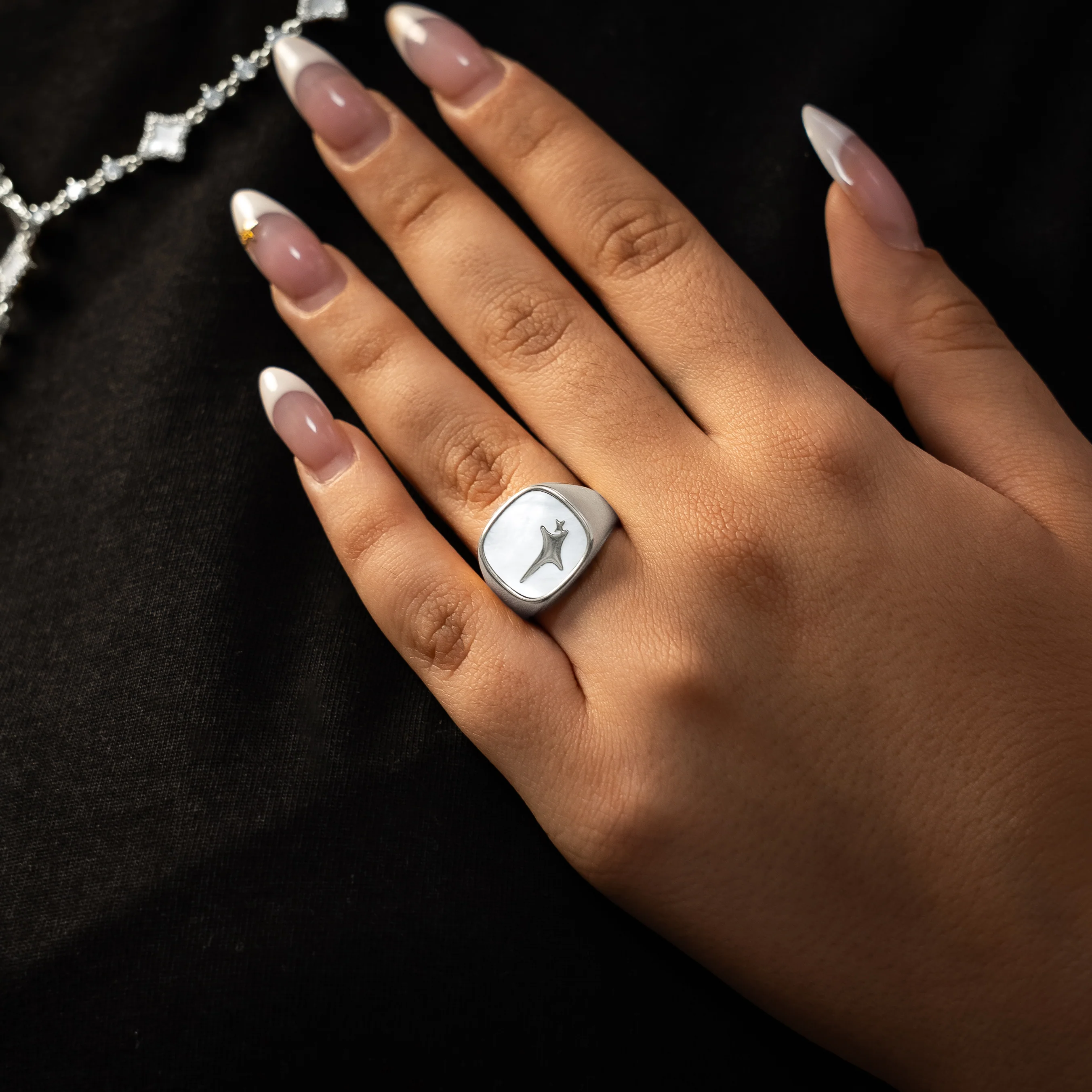 Raw Ring Argentée - Motif Blanc - Image 2