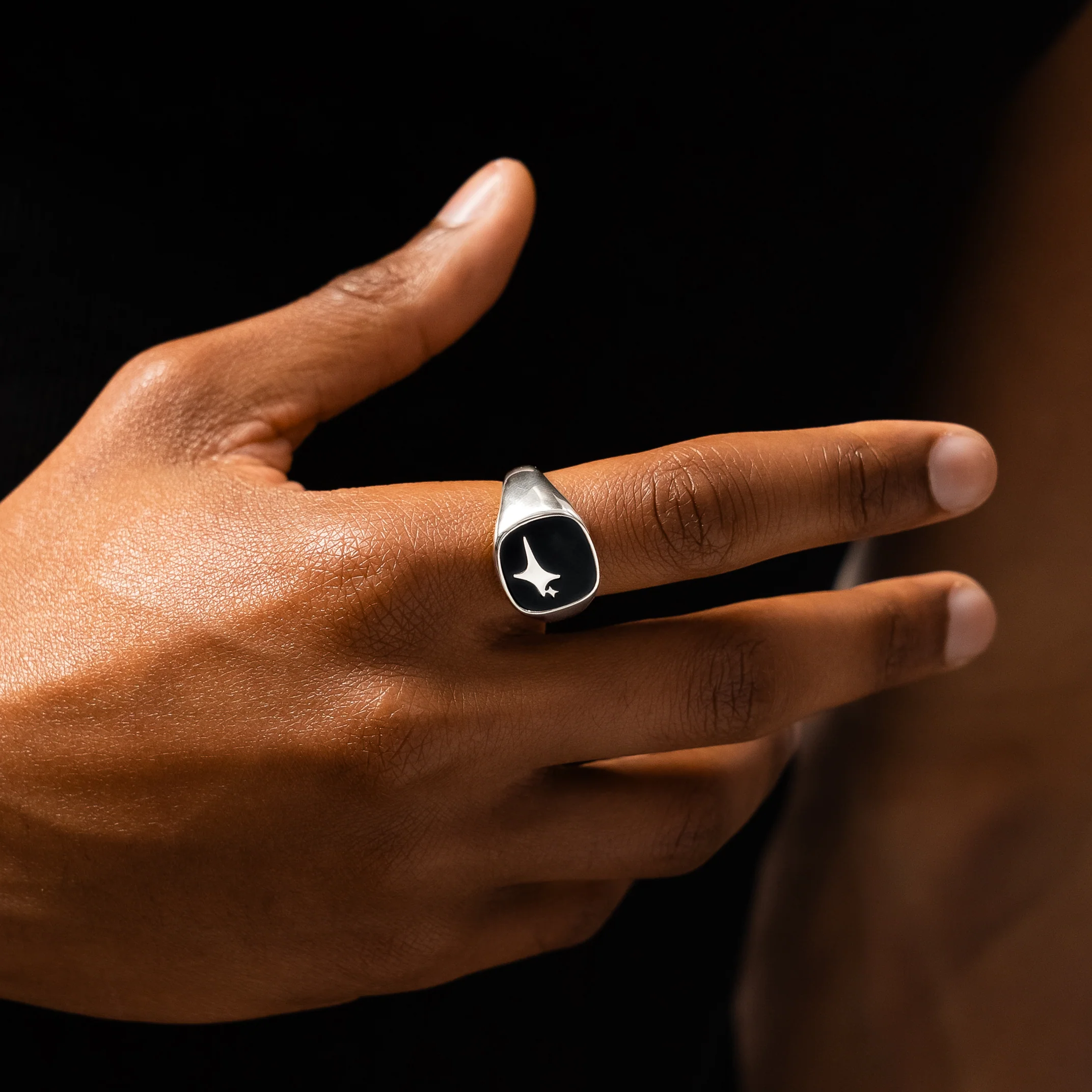 Raw Ring Argentée - Motif Noir - Image 2