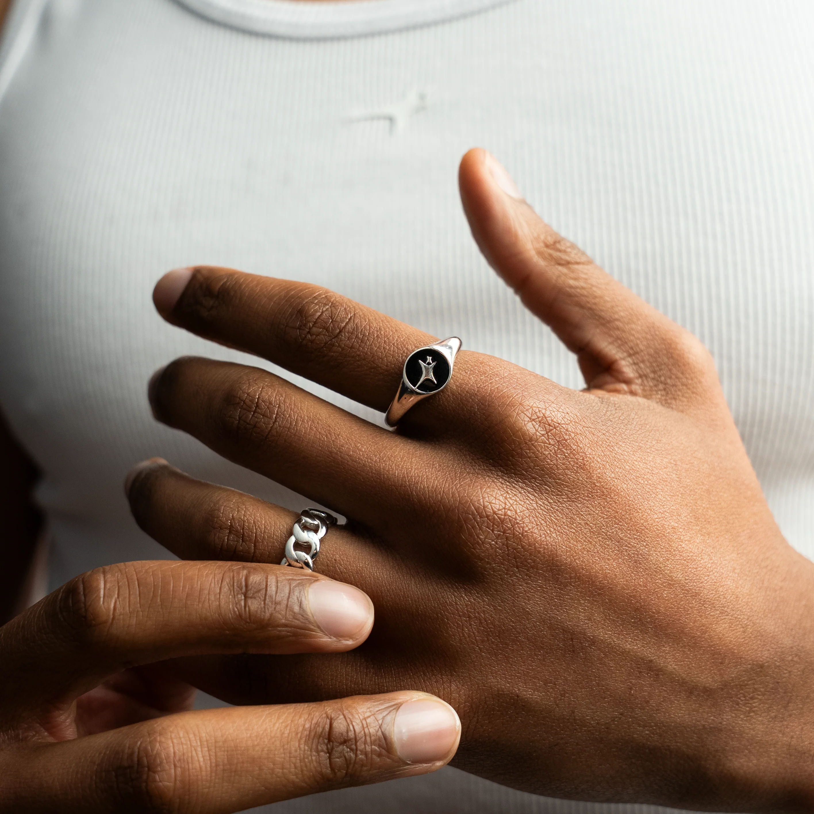 Signature Round signet ring argentée - Image 3