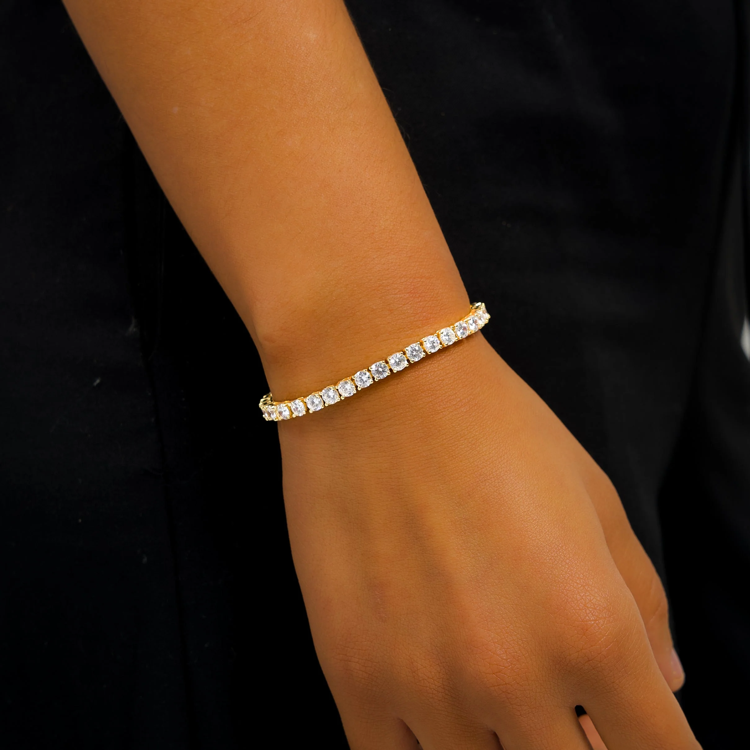Bracelet Tennis 4 mm doré - Image 2