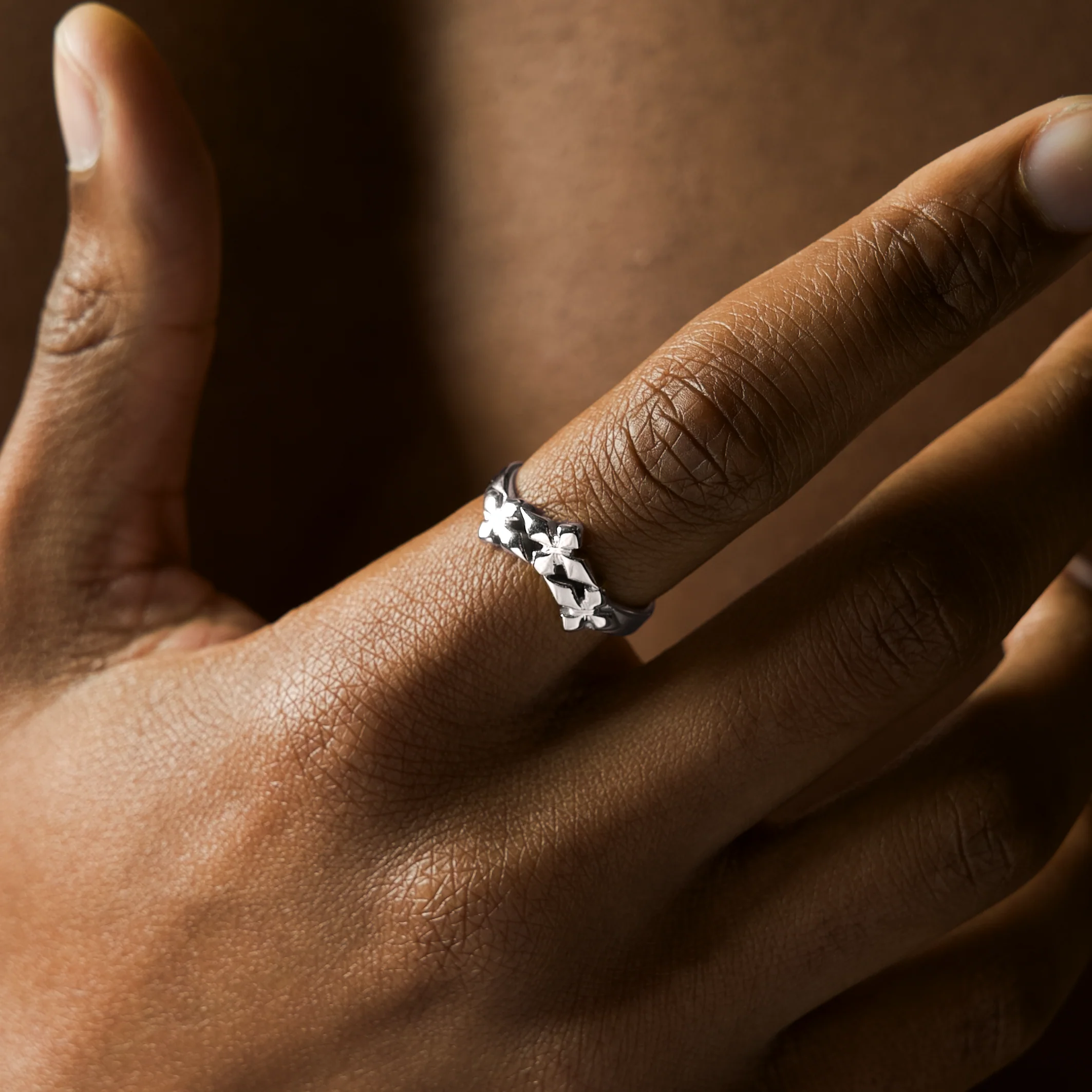Triple crossed star ring - Argenté - Image 2